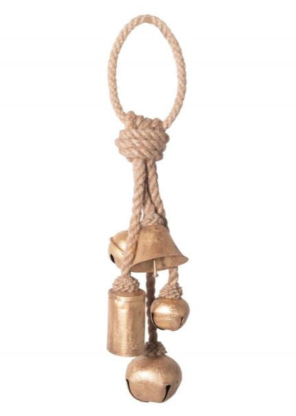 Melrose 8.5 Small Silver Hanging Christmas Bell with Jute Rope
