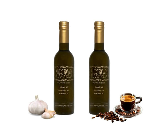 Garlic Extra Virgin Olive Oil + Espresso Dark Basalmic Vinegar