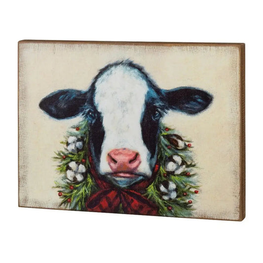 Calf with Evergreen Wreath Box Sign